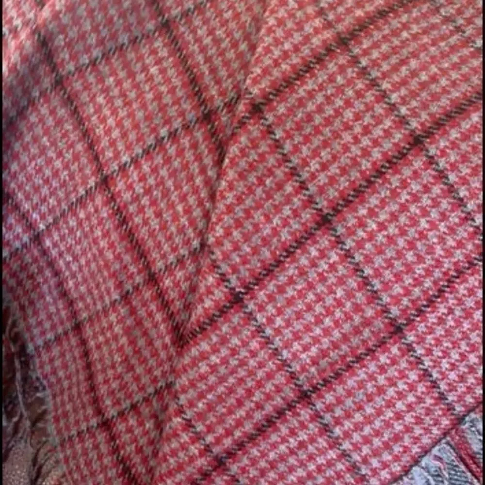 Pottery Barn throw blanket reversible red/gray/black 50”x60”